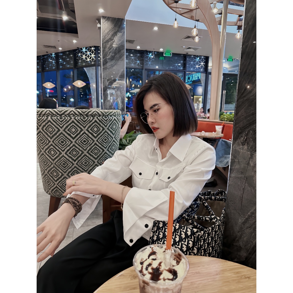 Áo Sơ Mi Croptop SM03 Phong Cách Cá Tính Cho Nữ