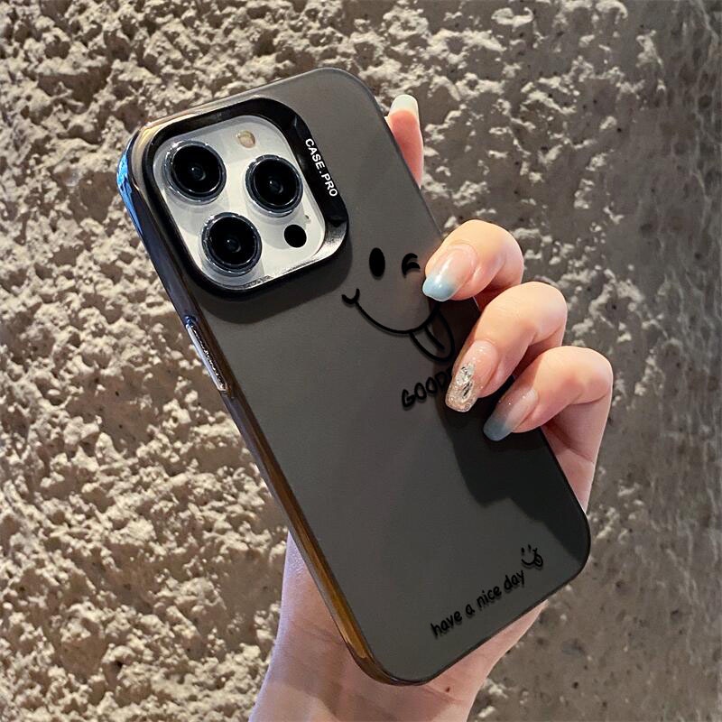 Ốp Điện Thoại Cứng Mặt Nhám Hình Mặt Cười Đơn Giản Cho iphone 11 12 13 14 Pro Max 14plus ip 11promax 12promax 13promax