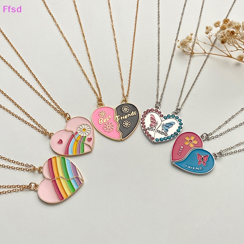{Ffsd} Set 2 Vòng cổ Hợp Kim Ghép Hình Trái Tim Phong Cách Ins Thời Trang Làm Quà Tặng Cho Bạn Thân Trẻ Em