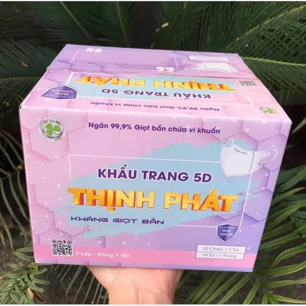 KHẨU TRANG 5D THỊNH PHÁT CHÍNH HÃNG, HÀNG CAO CẤP VẢI KHÔNG DỆT CHỐNG BỤI
