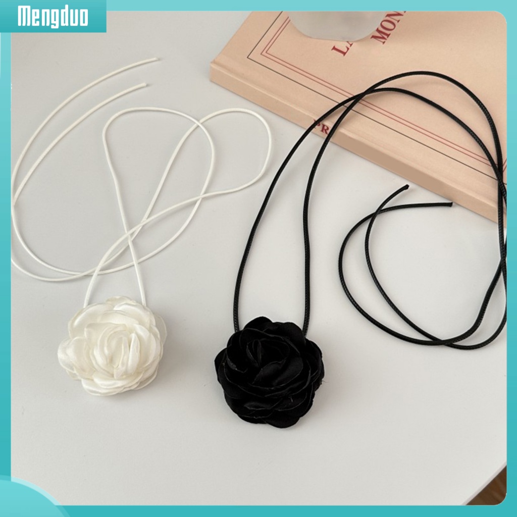 Bộ Đồ Thời Trang Thiết Kế Dễ Thương Cho Bé| Vòng Cổ Choker Hình Hoa Hồng 3D Màu Trắng Đen Thanh Lịch Có Thể Điều Chỉnh Dây