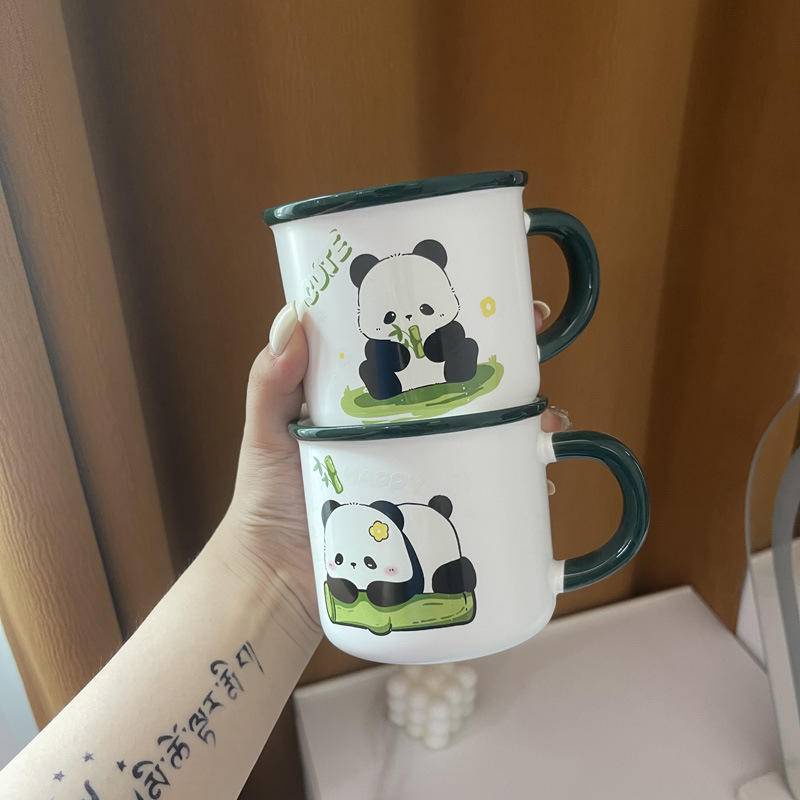 Cốc Sứ Uống Nước In Hình Gấu Trúc Hoạt Hình Sáng Tạo