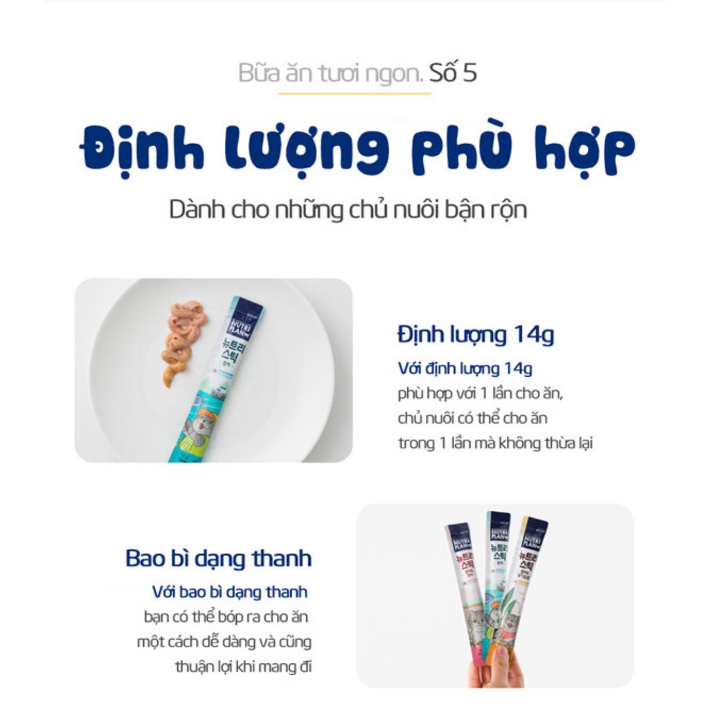 Súp Thưởng Nutri Plan Stick Dành Cho Mèo Trưởng Thành Làm Từ Cá Ngừ Thượng Hạng Xuất Xứ Hàn Quốc