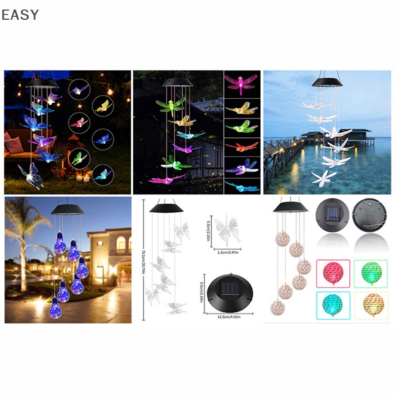 Ea năng lượng mặt trời đầy màu sắc chuông gió hummingbird chống thấm nước windchime solar light vn