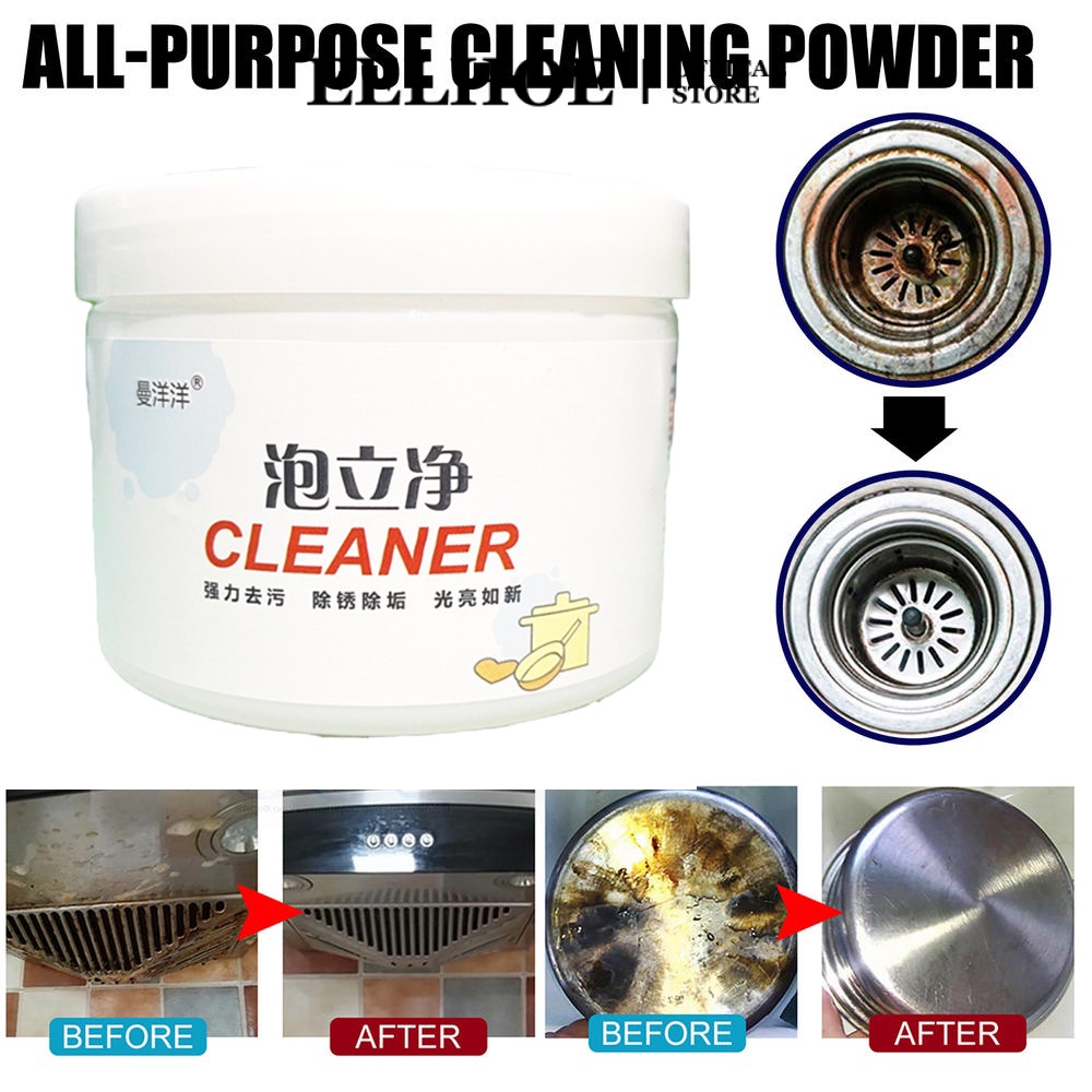 EELHOE 110/250g Bột Làm Sạch Nhà Bếp Mạnh Mẽ Bột Đa Năng Nhà Bếp Chất Làm Sạch Bụi Bẩn Nặng Mạnh Đa Năng Bột Bong Bóng Đa Năng miiki_vn