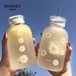 Kunhev nước kunhev có ống hút bề mặt mờ họa tiết hoa cúc