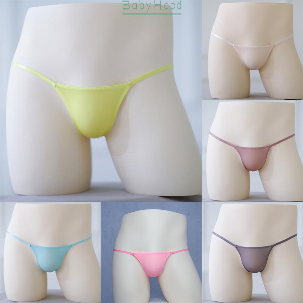 Sexy Mens T-Back G-string Thong Bikini Underwear Sheer Pouch Ice Silk Thongs#BBHOOD