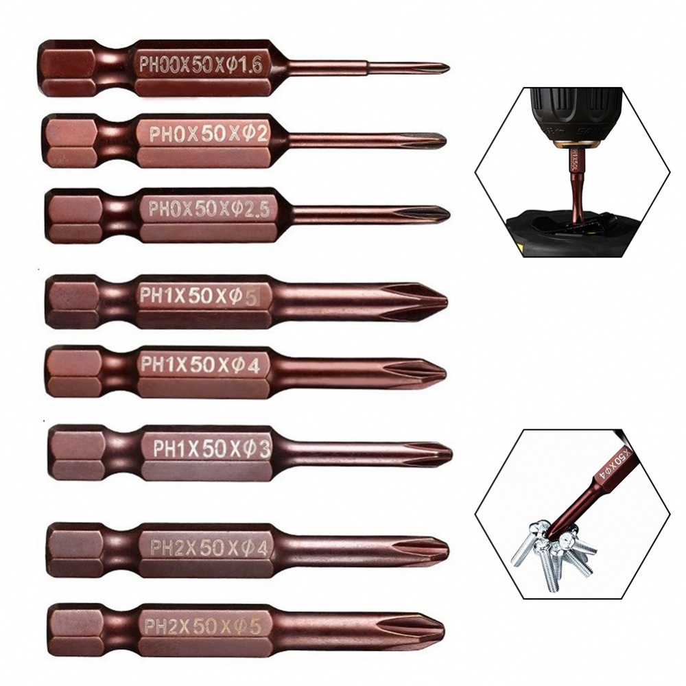 Vít driver bit 1.6/2.0/2.5/3.0/4.0/5.0mm 1/4inch shank 50mm chiều dài thoải mái