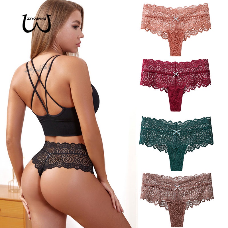 Quần Lót Ren Lưới Xuyên Thấu Đính Nơ Gợi Cảm Cho Nữ