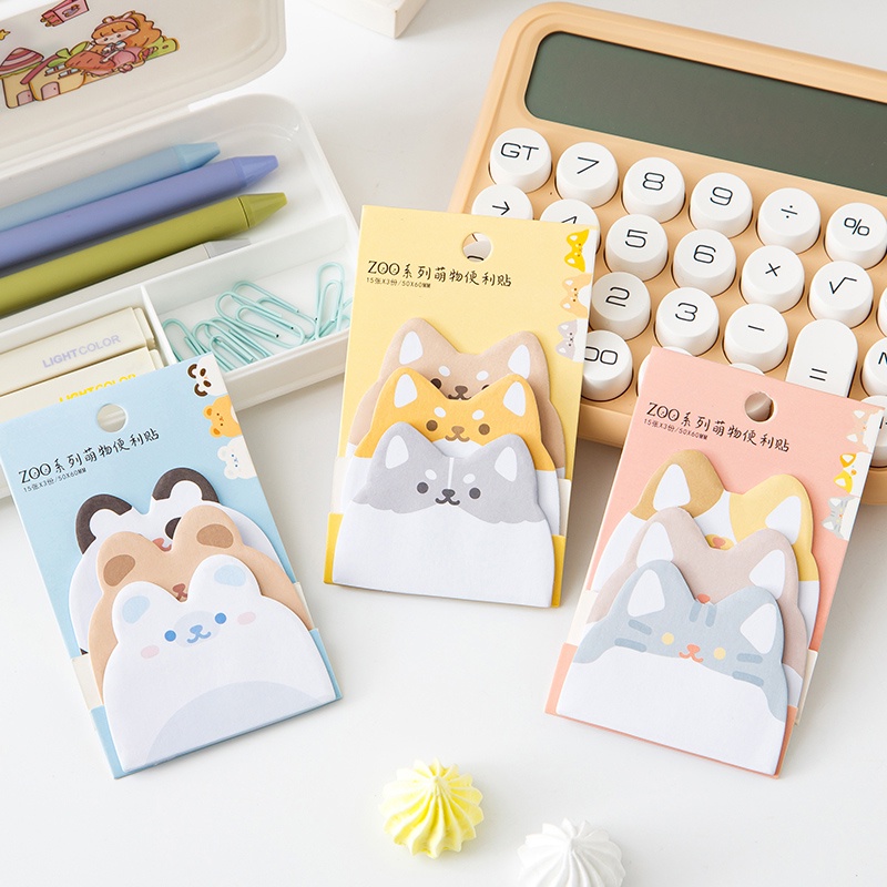 Set 45 Tờ Giấy Ghi Chú Họa Tiết Thú Cưng Hoạt Hình Dễ Thương