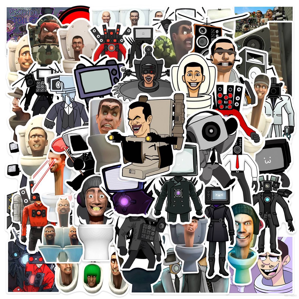 50 cái skibidi toilet sticker diy scrapbook tv man monitor man máy tính xách tay hành lý ván trượt đề can graffiti vui nhộn cho đồ chơi trẻ em