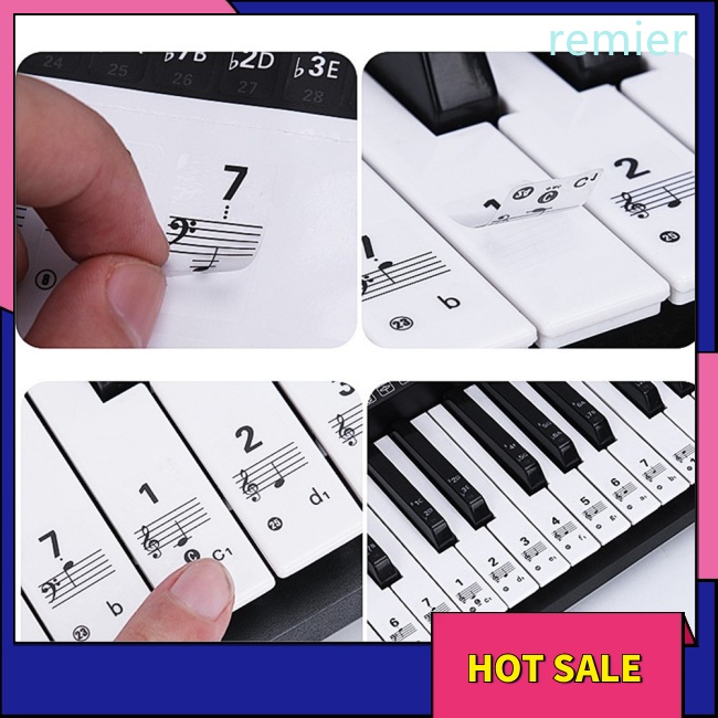 Re removable piano sticker 61/88 phím bàn phím đàn piano trong suốt stave bàn phím điện tử ghi chú sticker