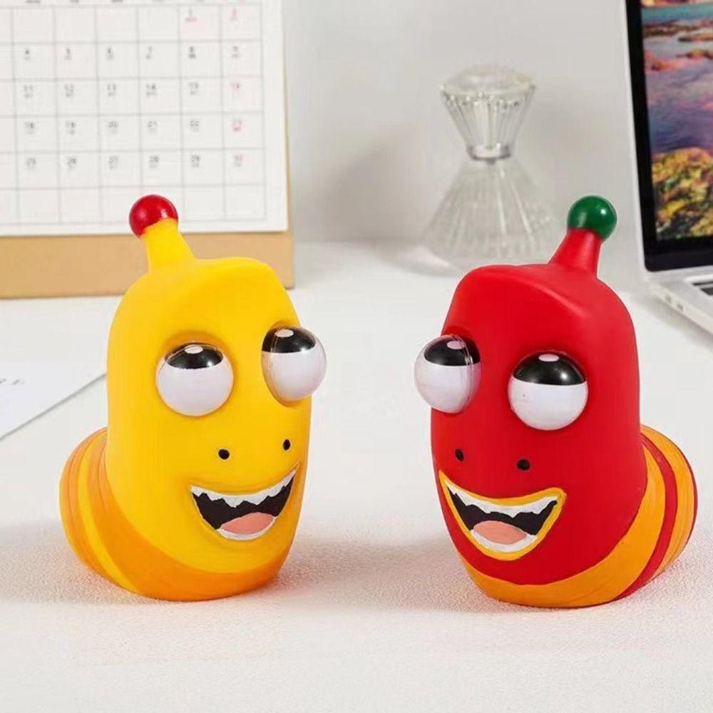 Dalton larva bóp đồ chơi, màu vàng đỏ, đồ chơi thần tài dễ thương giải phóng áp lực đôi mắt to quà tặng