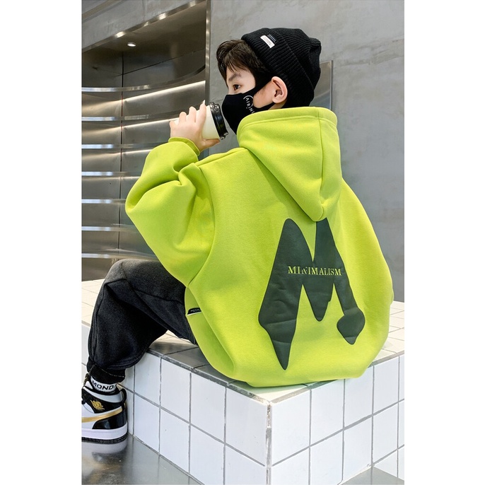 Áo hoodie nỉ bé trai SIZE ĐẠI màu xanh cốm AB666 sz 120-170, áo nỉ có mũ cho bé size đại