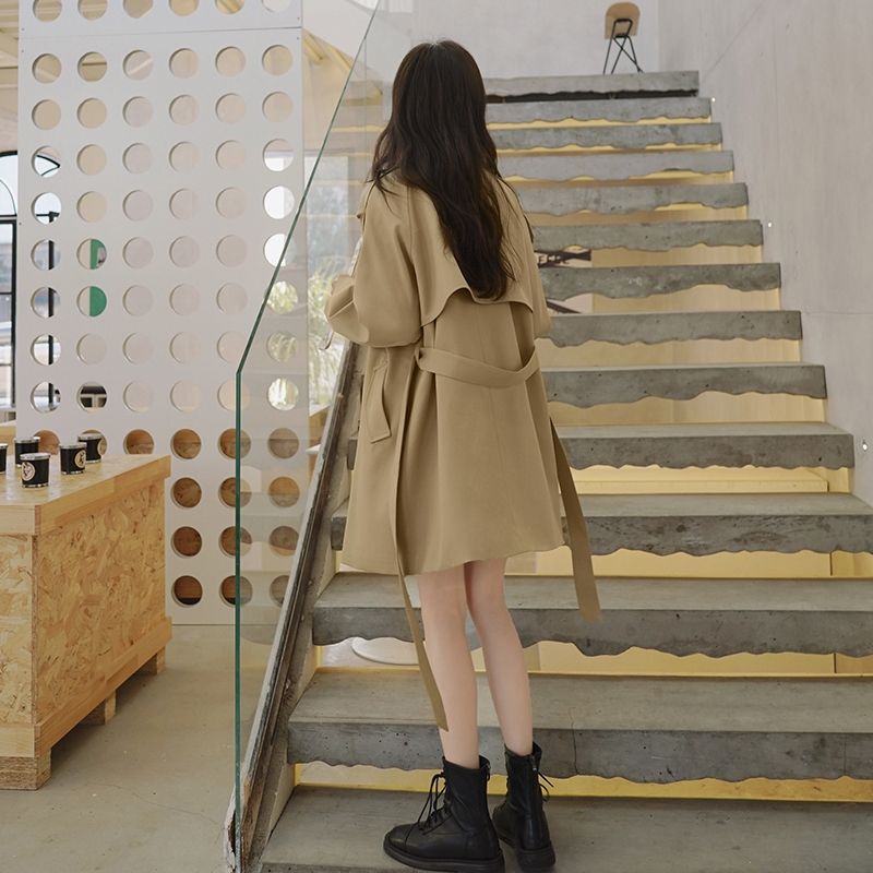 Kaki trench coat women's mid-length spring and autumn 2023 new popular overcoat