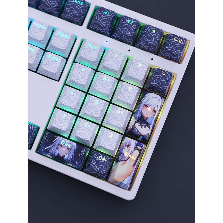 Jingliu keycaps cherry profile honkai star rail pbt dye sub bàn phím cơ keycap