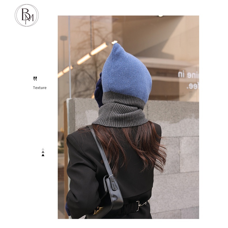 Mũ len dệt kim ấm khăn quàng cổ một mũ balaclava mũ len mùa đông bảo vệ tai chống màu của phụ nữ