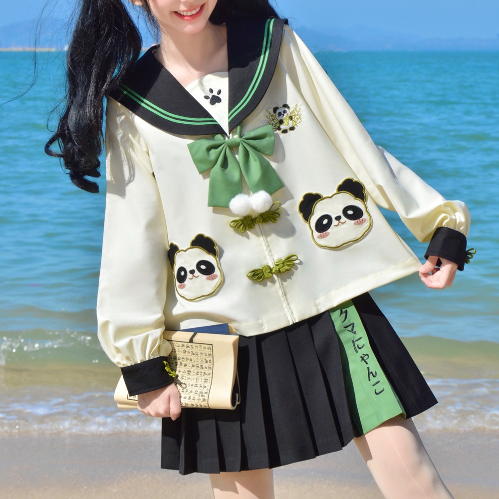 In stock  đồng phục jk mẫu giáo dễ thương ban đầu nhật bản panda loose sailor suit