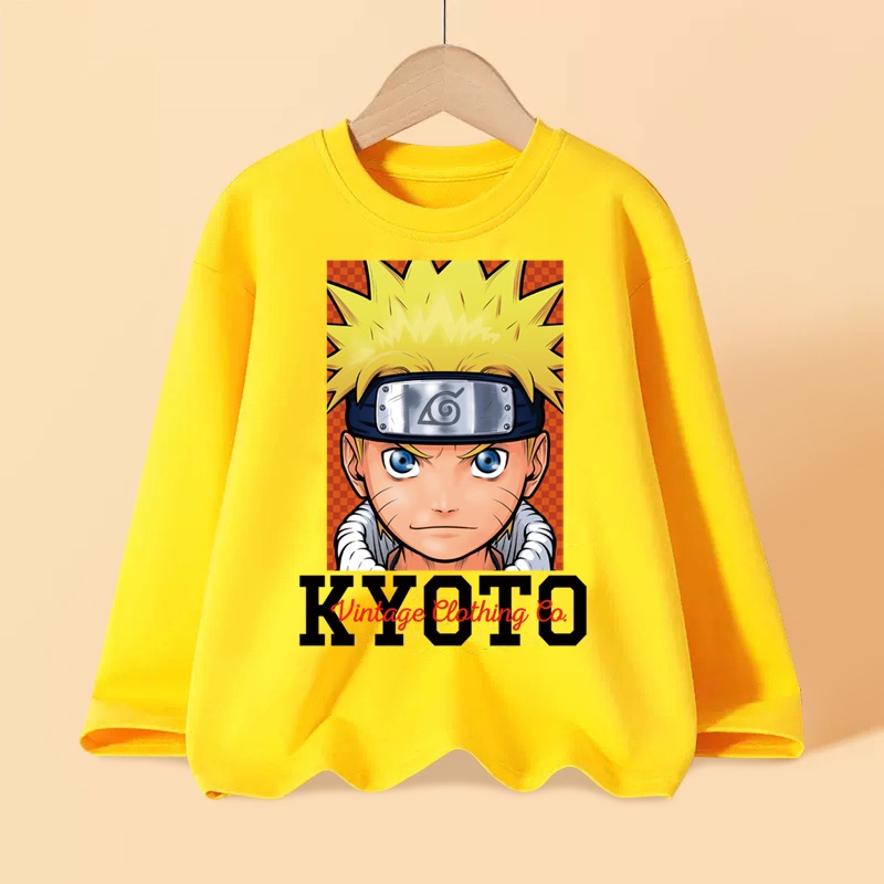 Size 3-14y naruto anime áo sơ mi trẻ em bé trai quần áo mùa đông dài tay áo t-shirt tops