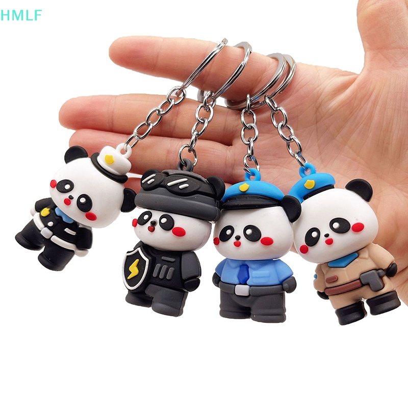 Hm new cartoon panda police keychain keo mềm túi nam và nữ mặt dây chuyền gấu trúc dễ thương mặt dây chuyền chìa khóa quà tặng lf