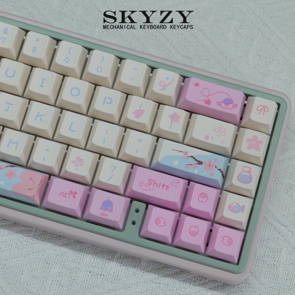 Hazakura keycaps cherry profile sakura pbt dye sub bàn phím cơ keycap