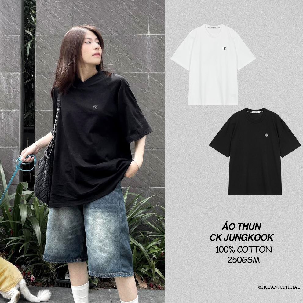 Áo thun tay lỡ unisex nam nữ trơn CK JUNGKOOK cotton form rộng oversize nhiều màu phong cách ulzzang
