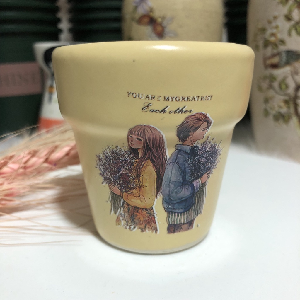 Chậu trồng cây cảnh mini - Sen Đá nhí - Xương Rồng - Hoa nhỏ gốm bát tràng 7 cm hoa văn ngẫu nhiên