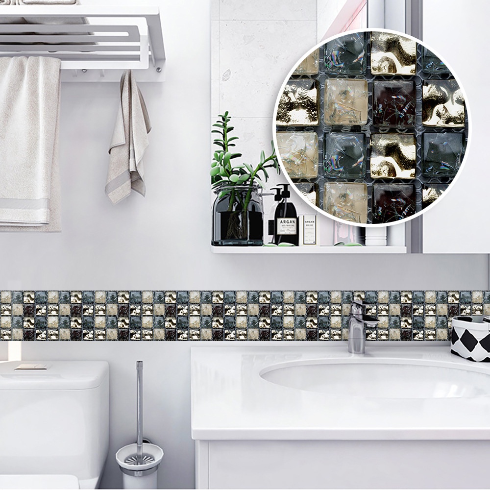 10 miếng dán gạch mosaic đầy màu sắc - trang trí nghệ thuật tường - miếng dán tường chống thấm cho nhà bếp tủ sàn phòng tắm