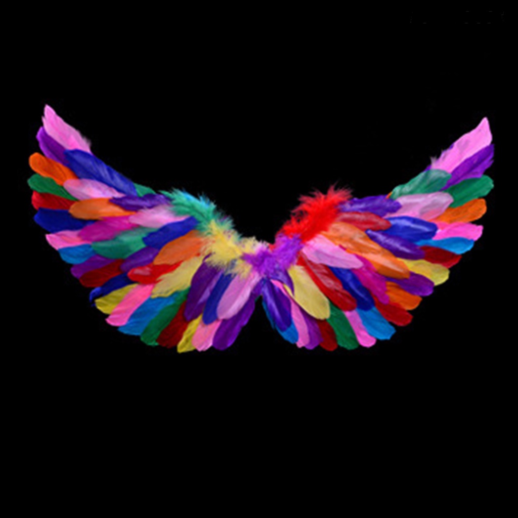 ☃Đôi cánh lông vũ thiên thần với dây thun màu sáng trang phục nhẹ nhàng cánh cosplay đạo cụ chụp ảnh