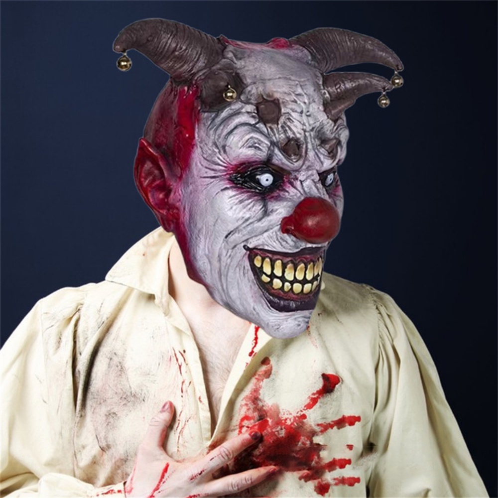 Halloween kinh dị chuông chú hề cao su mũ đội đầu halloween nụ cười chú hề mặt nạ ăn mặc lạ mắt lễ hội bóng đạo cụ biểu diễn