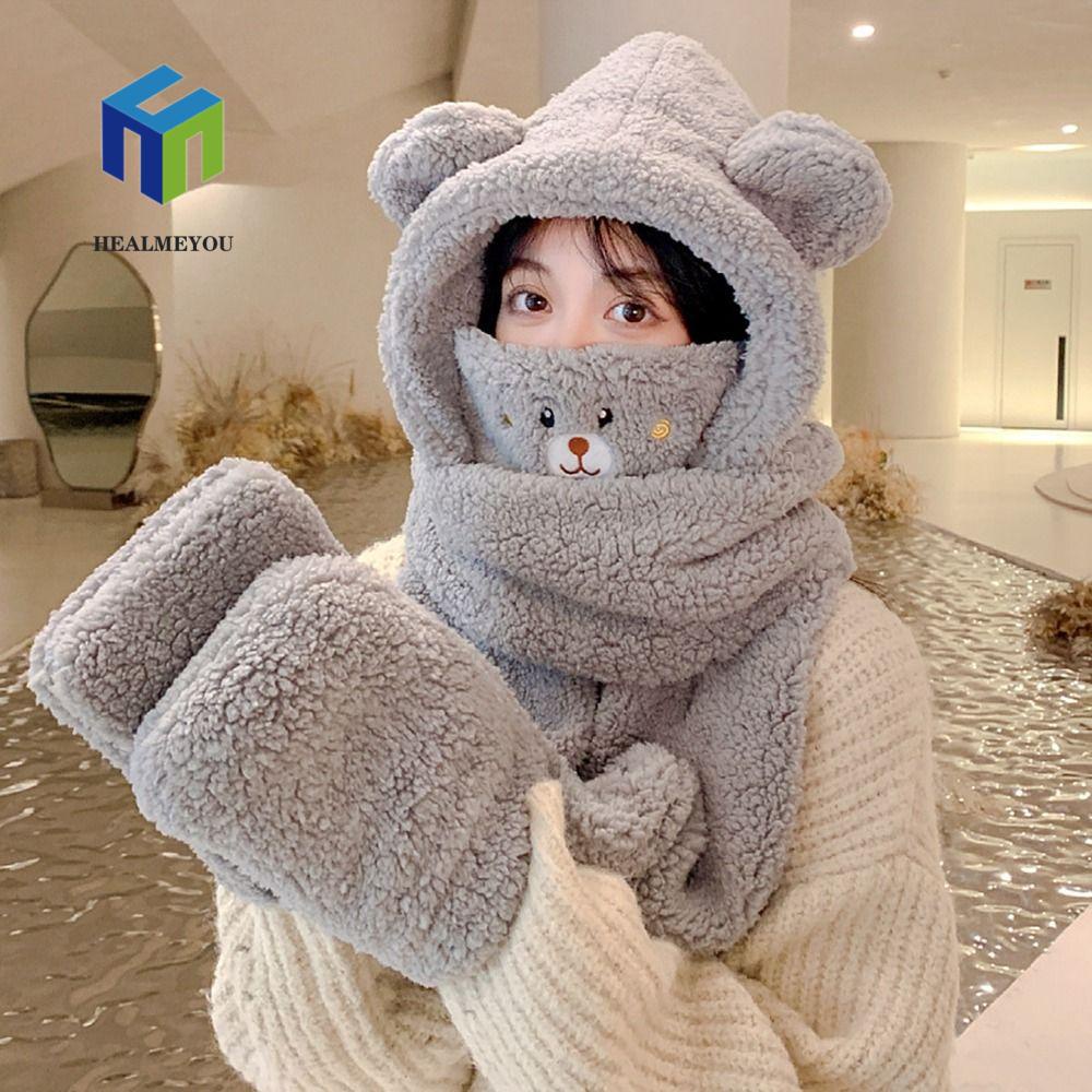 Nón Lông Cừu Giữ Ấm Tai Gấu Bảo Vệ Tai Độc Đáo