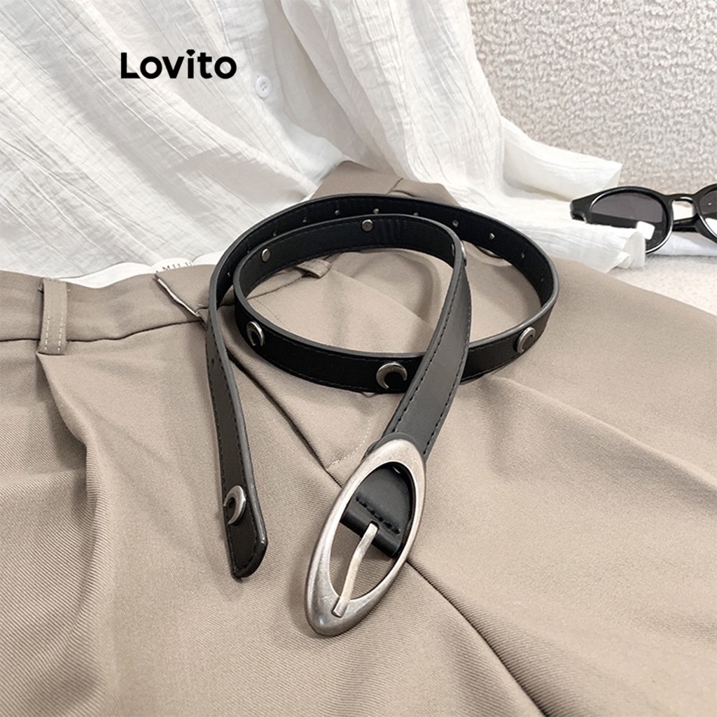 Thắt lưng nữ Lovito màu trơn họa tiết mặt trăng phong cách thường ngày Y2K L60AD091
