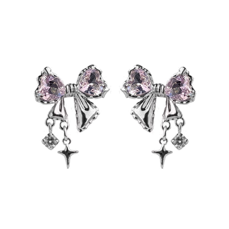 Khuyên Tai Nơ Đính Đá zircon Thời Trang Dự Tiệc