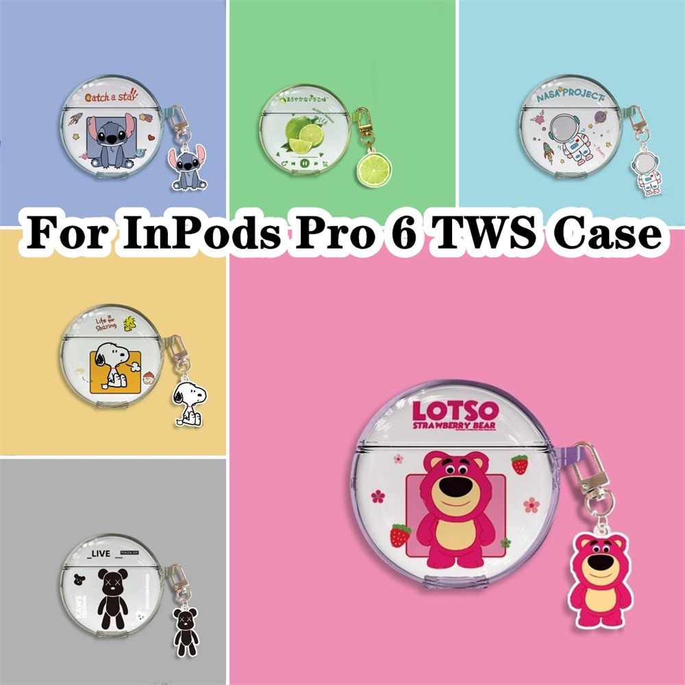 Giảm giá hấp dẫn đối với inpods pro 6 tws vỏ trong suốt phi hành gia thích hợp mô hình hoạt hình cho inpods pro6 vỏ bọc tai nghe mềm