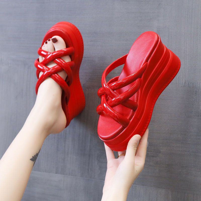 Sab summer outwear slippers for women 2023 new matsuke sole wedge elevated sandals đế dày thời trang dép chống trượt