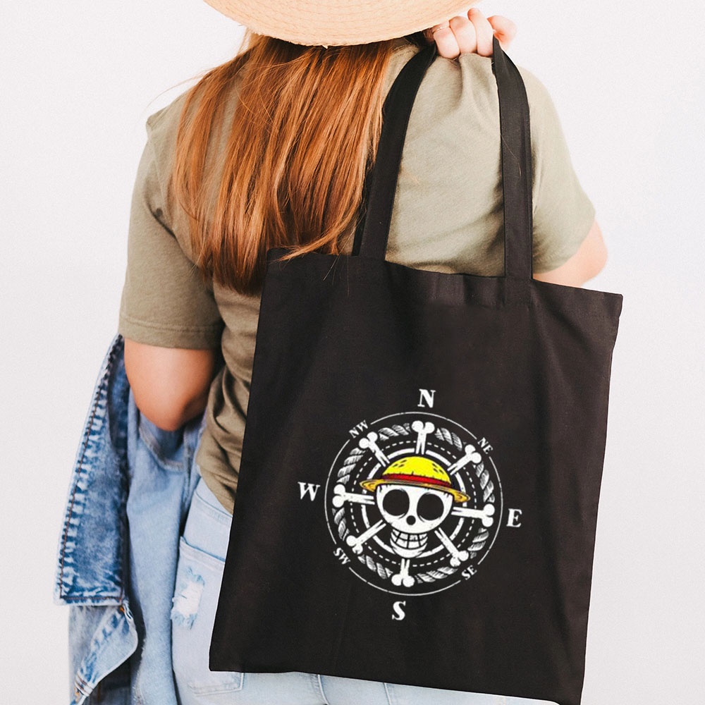 Dễ Thương Túi tote Đeo Vai Vải canvas In Hình monkey d luffy Rronoa zoro one piece Có Thể Tái Sử Dụng Cho Nữ