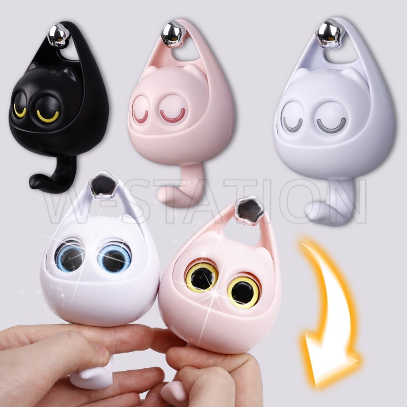 Móc lưu trữ mèo nháy mắt dễ thương sáng tạo / phim hoạt hình đa chức năng móc dính chắc chắn / giá treo không gian không gian vô giá / cửa phòng ngủ treo áo khoác mũ tạp hóa người tổ chức