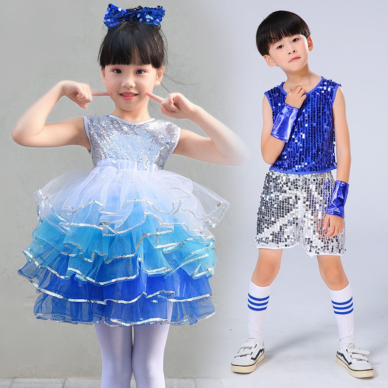 Ngày trẻ em gạc váy biểu diễn váy pettiskirt trang phục cô gái sequins princess dress toddler fairy dress