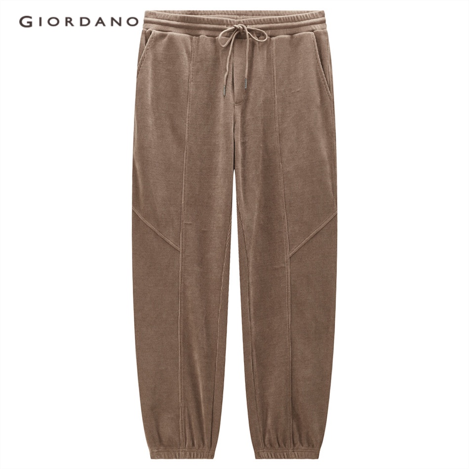 Quần jogger GIORDANO 18113924 nhung kẻ lưng thun co giãn thời trang cho nam