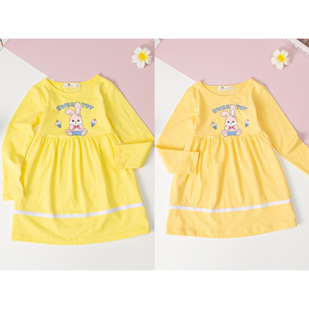 Váy dài tay LITIBABY thu đông cotton sọc cho bé gái 11kg - 35kg