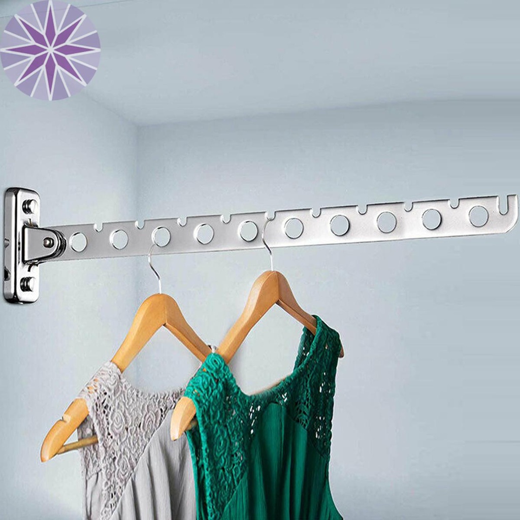 Móc treo quần áo bằng thép không gỉ với 8/10 lỗ thanh treo quần áo có thể gập lại đa năng giá phơi quần áo shopqjc1901