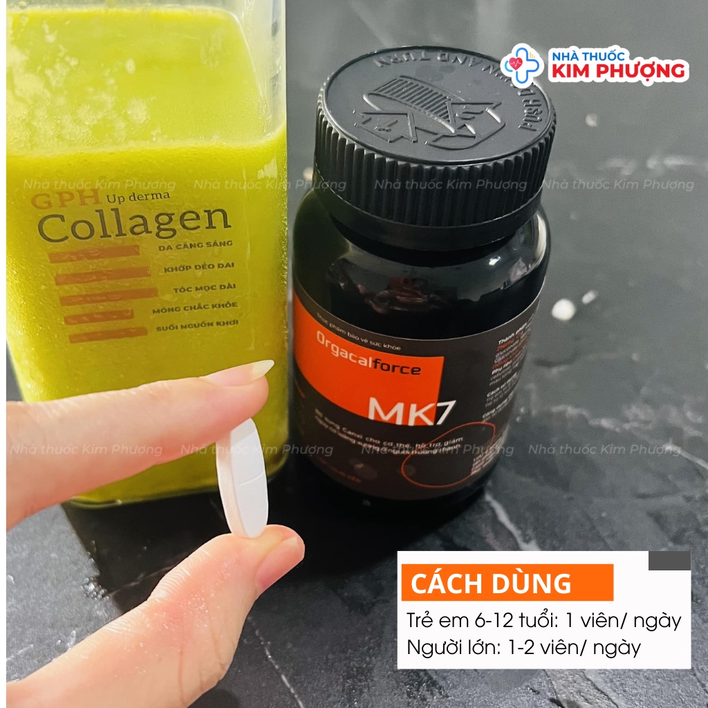 Canxi hữu cơ Orgacal forte Mk7-Aquamin F, ngừa loãng xương , hỗ trợ phát triển chiều cao Medimap lọ 45 viên Orgacalforte
