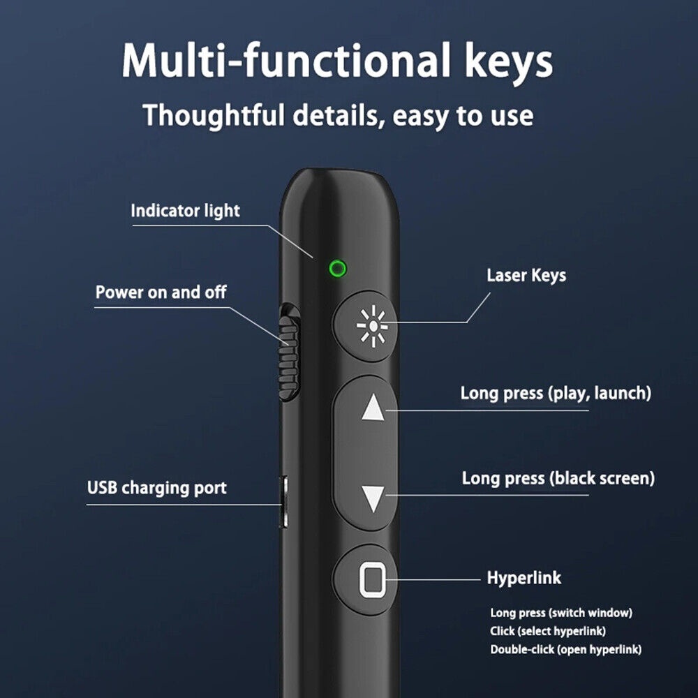 Wireless Presenter Pointer Power Point Presentation Remote PPT Clicker Laser Pen