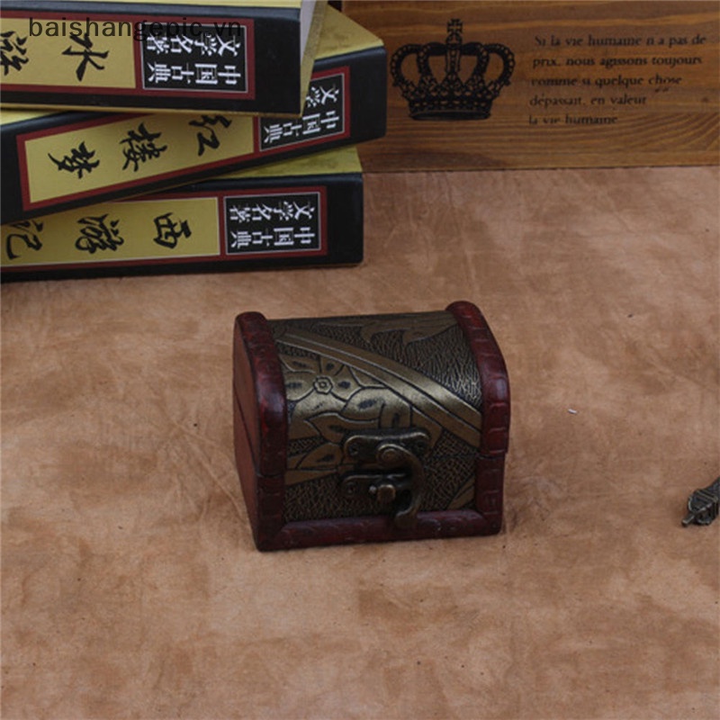 Bevn hot vintage treasure rương đồ trang sức bằng gỗ hộp lưu trữ hộp đựng nhẫn tổ chức bevn