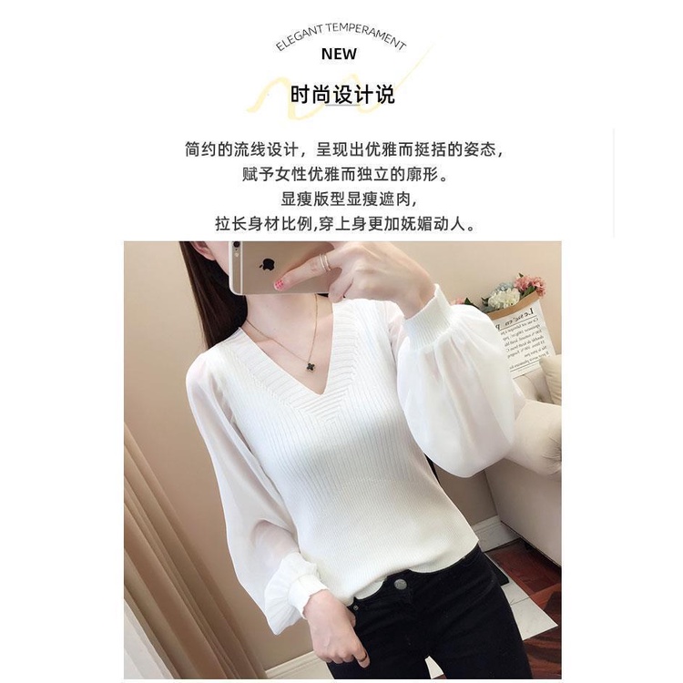 Áo Len Dài Tay Cổ Chữ v Màu Đen Phong Cách Phương Tây Thời Trang Mùa Thu 2023 Dành Cho Nữ