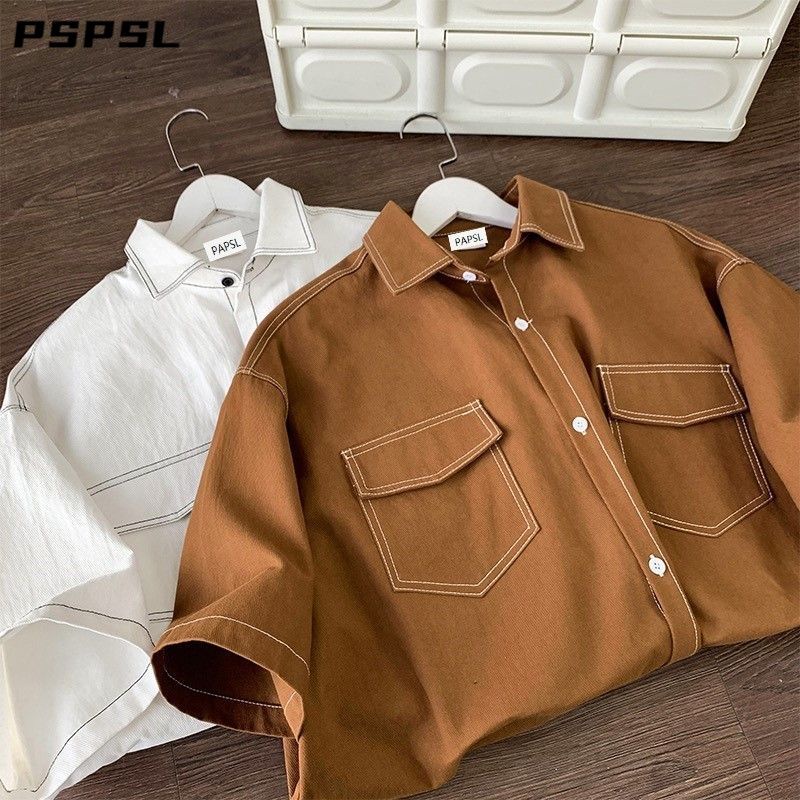 Áo Sơ Mi Ngắn Tay Phong Cách retro Nhật Bản Thời Trang Cho Nam
