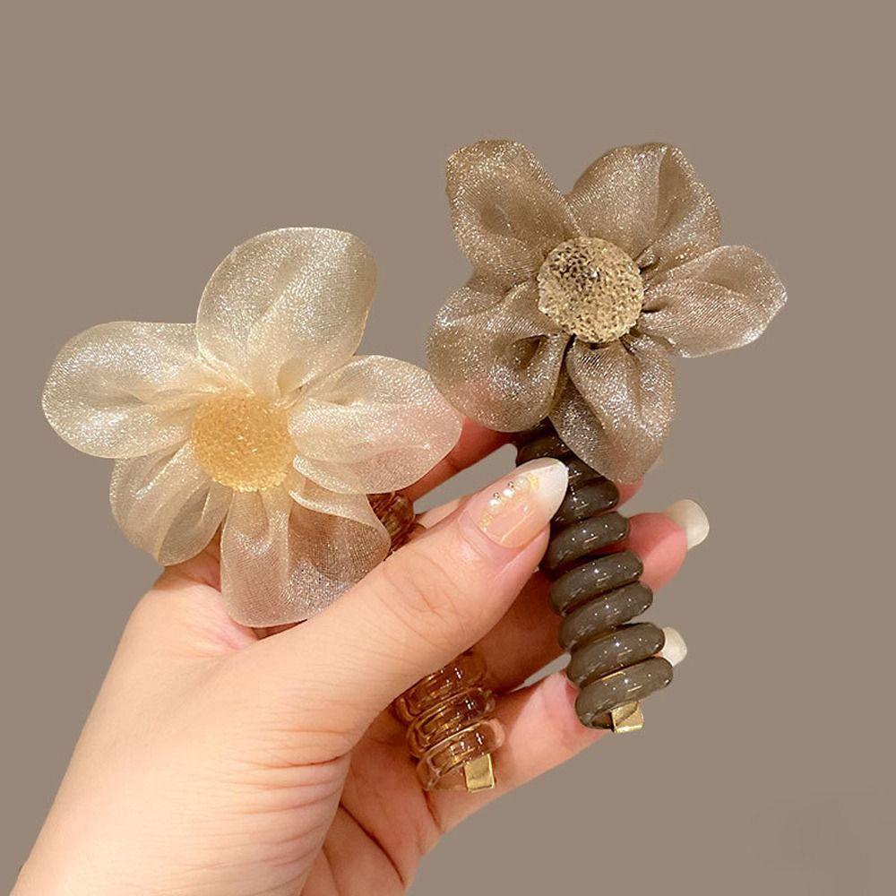 Mkeb Dây Buộc Tóc Dạng Lưới Thẳng Bằng Nhựa Cao Su Hình Hoa Ngọt Ngào Cho Đám Cưới