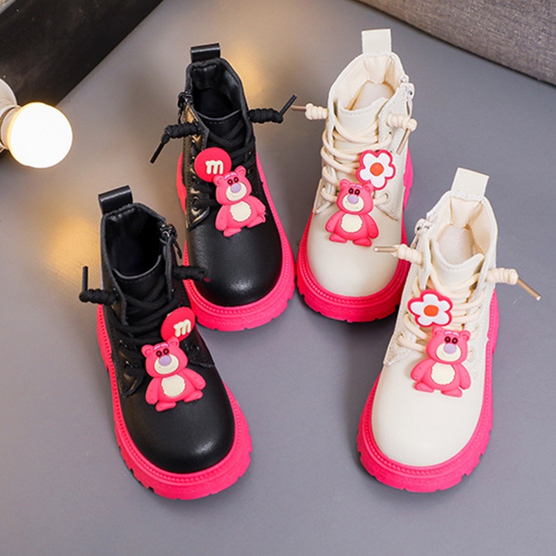 Doremi Bốt da trẻ em cô gái thời trang martin boots phong cách anh bốt mắt cá chân