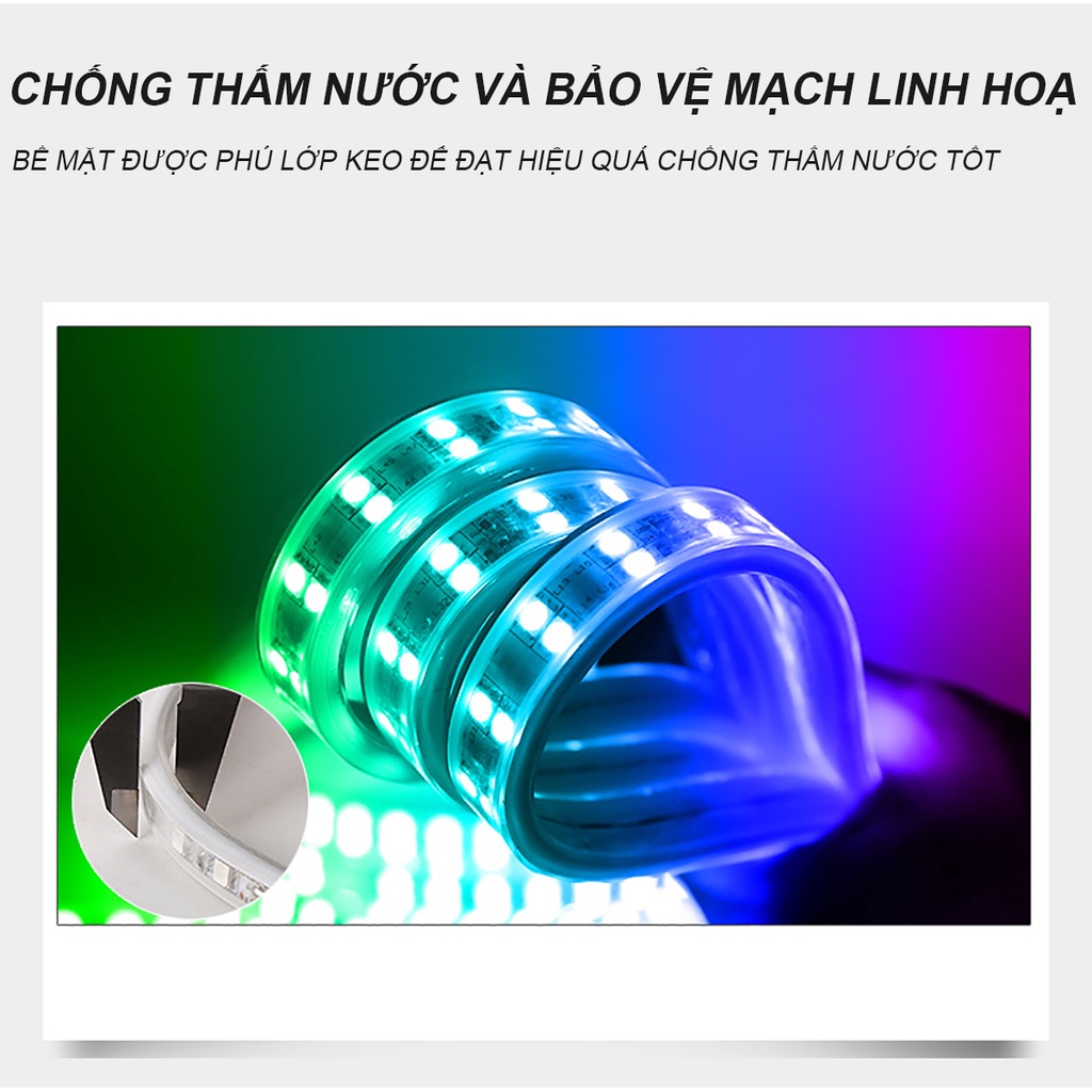 Dây led nháy đuổi 5/10M bọc silicon cao cấp Kèm Remote và APP Điều Khiển Từ Xa, Nhiều Chế Độ Màu