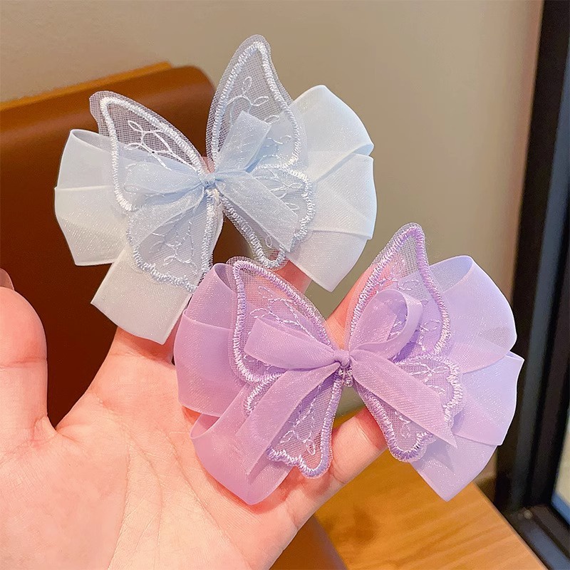 Trẻ em dễ thương lưới bowknot haiclip thời trang bướm nhiều màu kẹp tóc phụ nữ ngọt ngào cô gái trang điểm rửa mặt tóc mái kẹp tóc